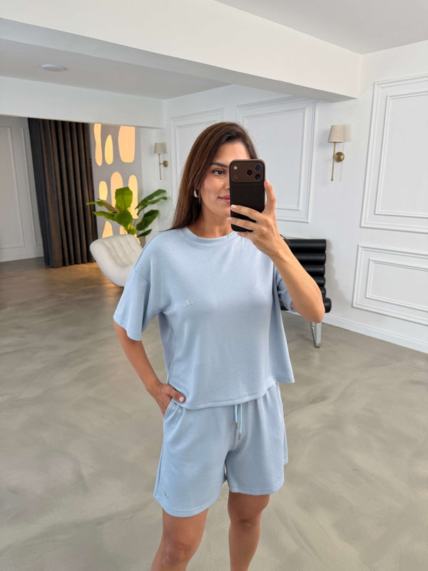 Bebe Mavi Orj Marka Şortlu Modal Takım 1024-Bebe Mavi
