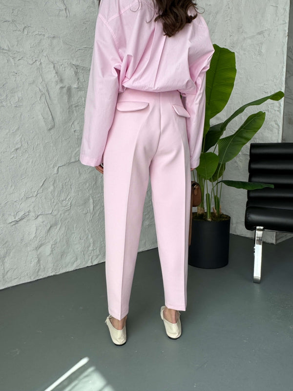 Pembe Gold Kemerli Havuç Pantolon