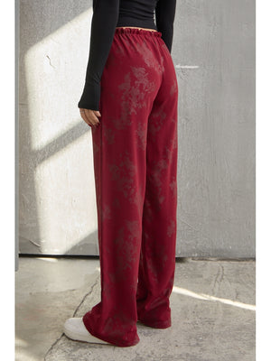 Bordo Varaklı Palazzo Pantolon 1615