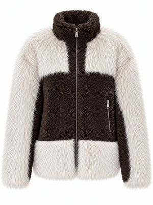 Kahverengi Kürk Detaylı Peluş Mont M-2904-Kahverengi