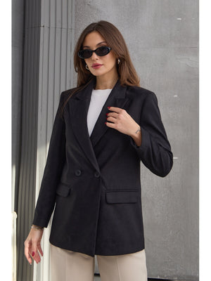 Siyah  Zr Model Süet Blazer Ceket