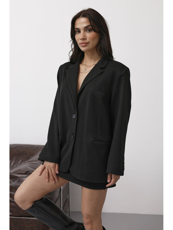 Siyah Çift Düğmeli Blazer Ceket EY261001-Siyah