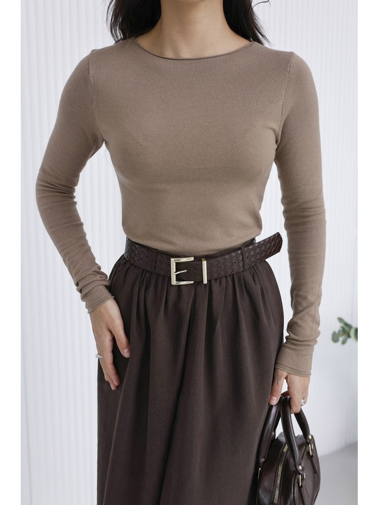 Dilvin Vizon Kayık Yaka Kaşmir Bluz 10840-VİZON