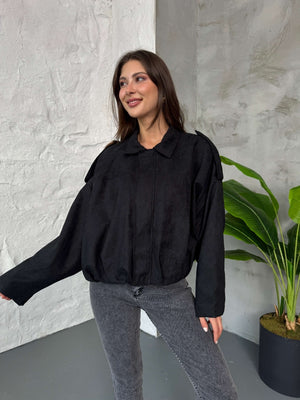 Siyah Süet Premium Bomber Ceket