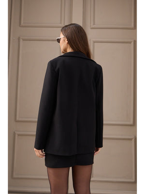 Siyah Premium Ceket Etek Kaşe Takım 40054-SİYAH