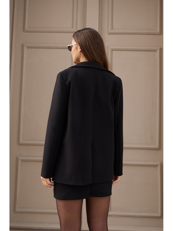 Siyah Premium Ceket Etek Kaşe Takım 40054-SİYAH