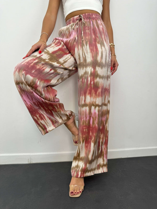 Renkli Batik Desenli Pantolon