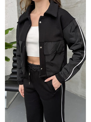 Siyah Paraşüt Cepli Şardonlu Takım 1912-Siyah