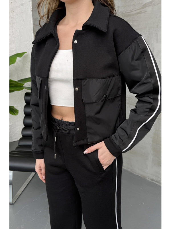 Siyah Paraşüt Cepli Şardonlu Takım 1912-Siyah