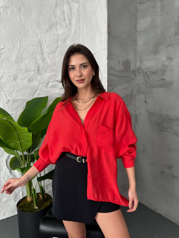 Perry Kırmızı Dökümlü Gömlek 4612-KIRMIZI