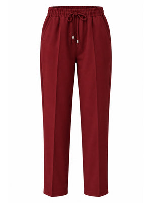 Bordo Bel Lastikli Havuç Pantolon 80178-Bordo