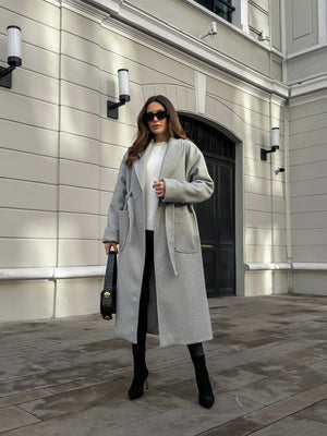 Gri Şal Yaka Premium Kaban 20071-GRİ