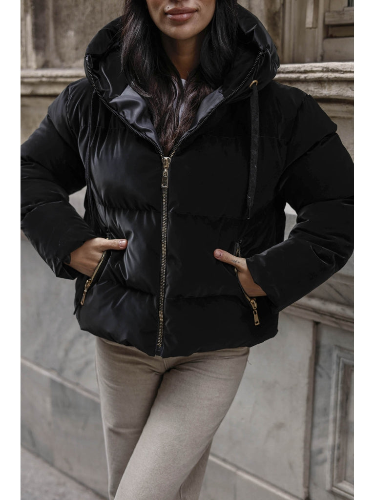 Siyah İnfinty Parlak Şişme Mont 2285-SİYAH