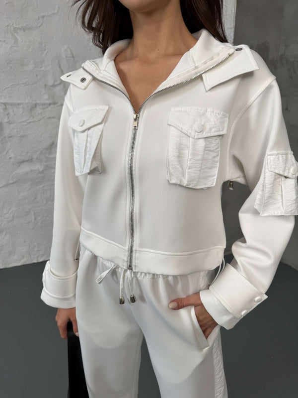 Beyaz Cepli Paraşüt Detaylı Scuba İkili Takım 2140-Beyaz