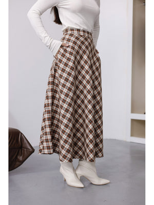 Turuncu Ekoseli Etek 8015-Turuncu