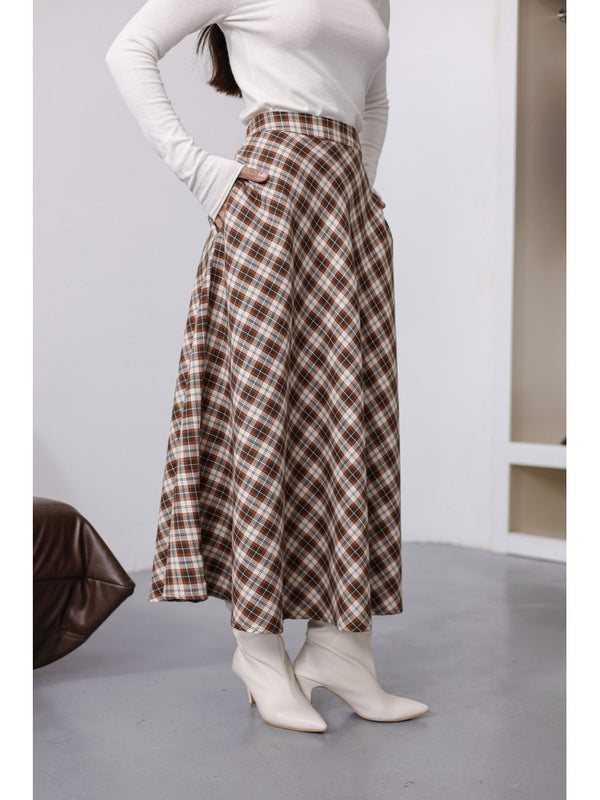 Turuncu Ekoseli Etek 8015-Turuncu