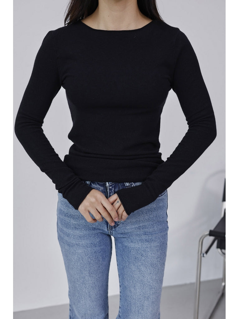 Dilvin Siyah Kayık Yaka Kaşmir Bluz 10840-SİYAH