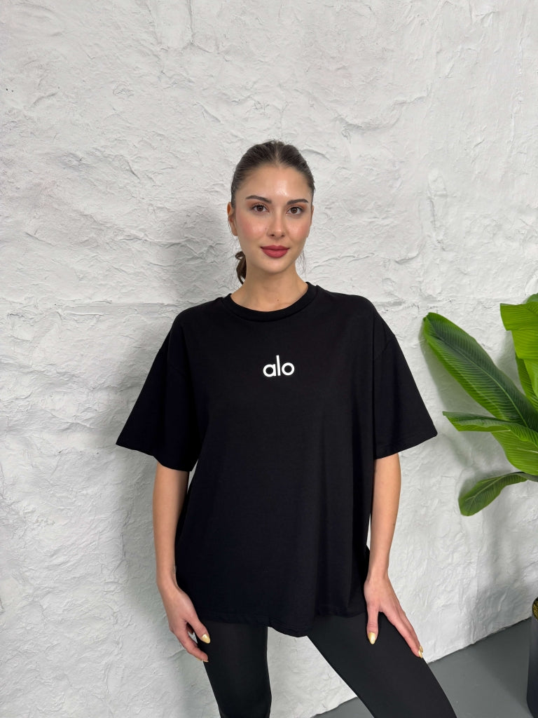 Siyah Orj Marka Basic Tshirt