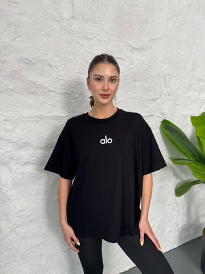 Siyah Orj Marka Basic Tshirt
