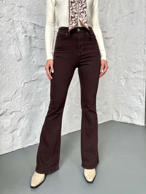 Kahverengi İspanyol Paça Jean G2106-KaAHVE