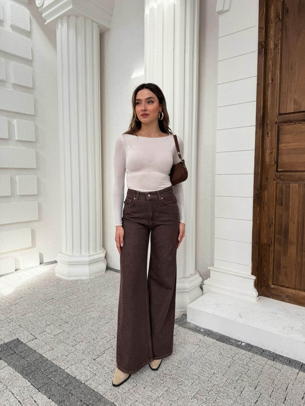 Beyaz Kayık Yaka Transparan Bluz 25187-Beyaz