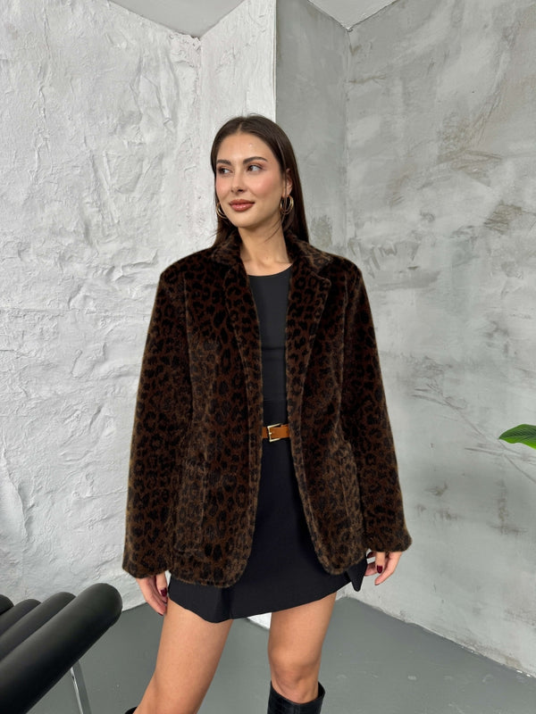 Leopar Kürklü Premium Blazer Ceket