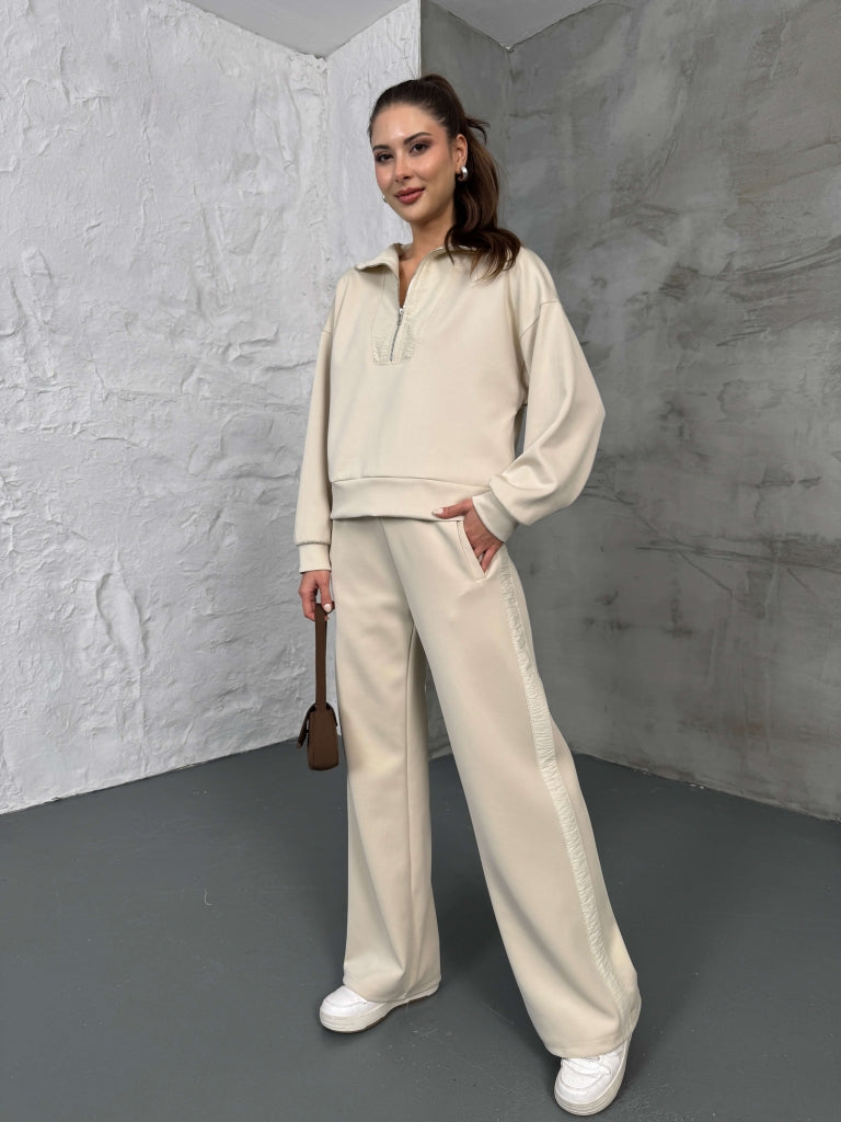 Taş Paraşüt Şeritli Fermuarlı Scuba Takım 2624-Taş