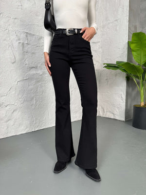 Siyah İspanyol Paça Jean G2106-Siyah