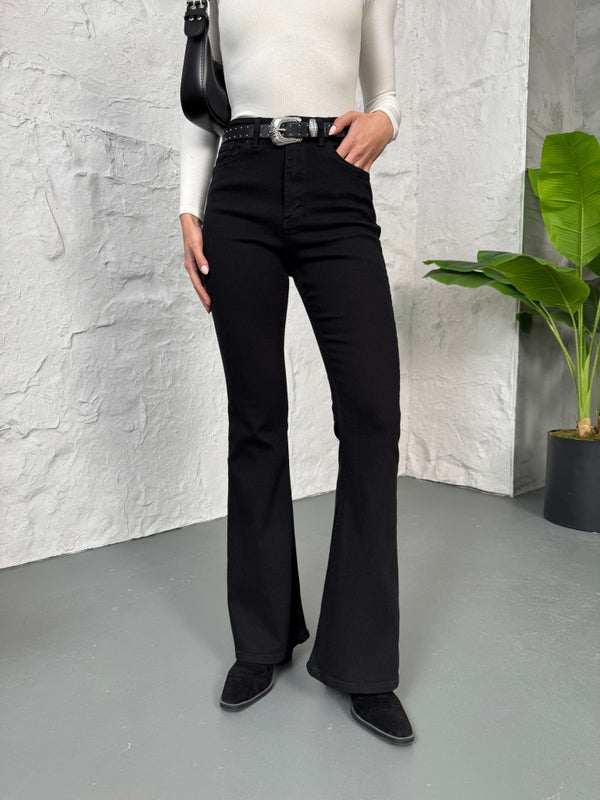 Siyah İspanyol Paça Jean G2106-Siyah