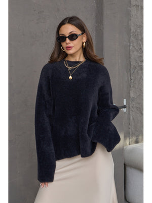 Siyah Oversize Premium Yumoş Kazak