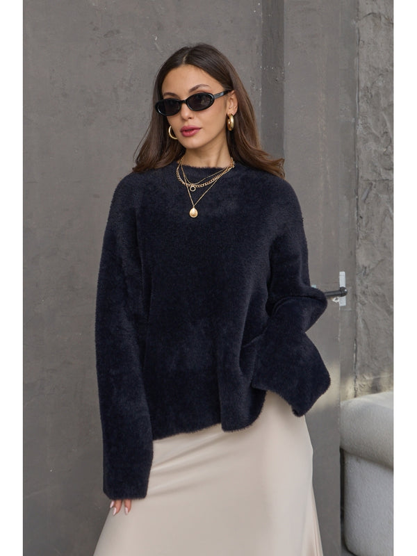 Siyah Oversize Premium Yumoş Kazak