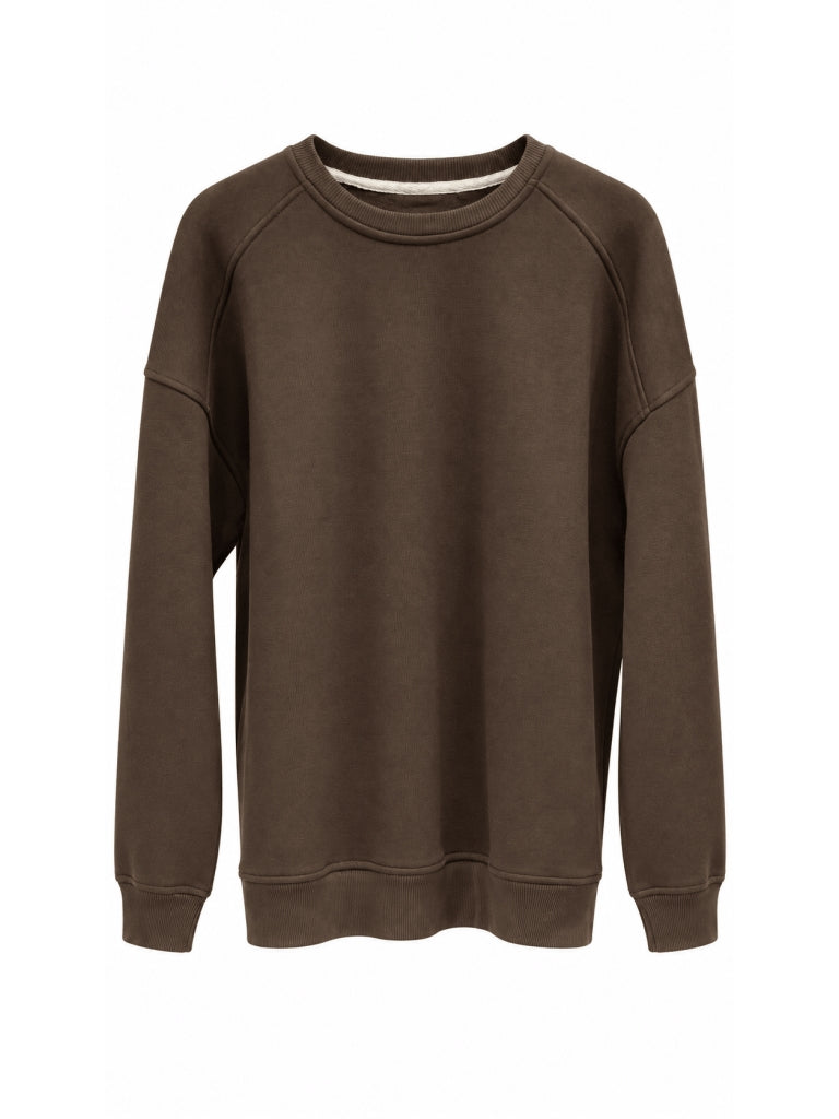 Kahverengi Oversize Şardonlu Sweat M-7912-Kahverengi
