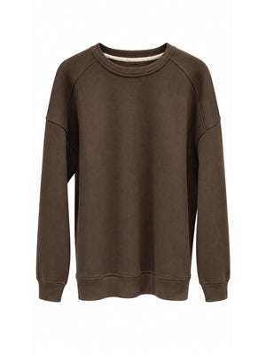 Kahverengi Oversize Şardonlu Sweat M-7912-Kahverengi