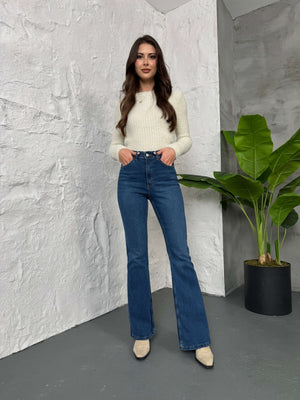 Mavi İspanyol Paça Jean G2106-Mavi