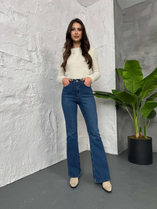 Mavi İspanyol Paça Jean G2106-Mavi