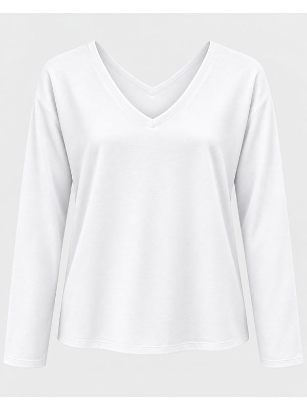 Beyaz Ön Arka V Yaka Sweat M-12459-Beyaz