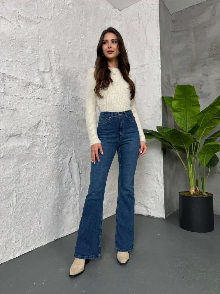 Mavi İspanyol Paça Jean G2106-Mavi