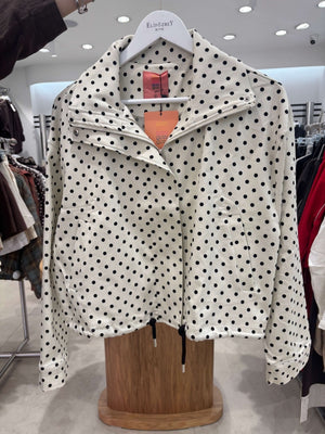 Krem Puantiyeli Bomber Ceket 1381-Krem