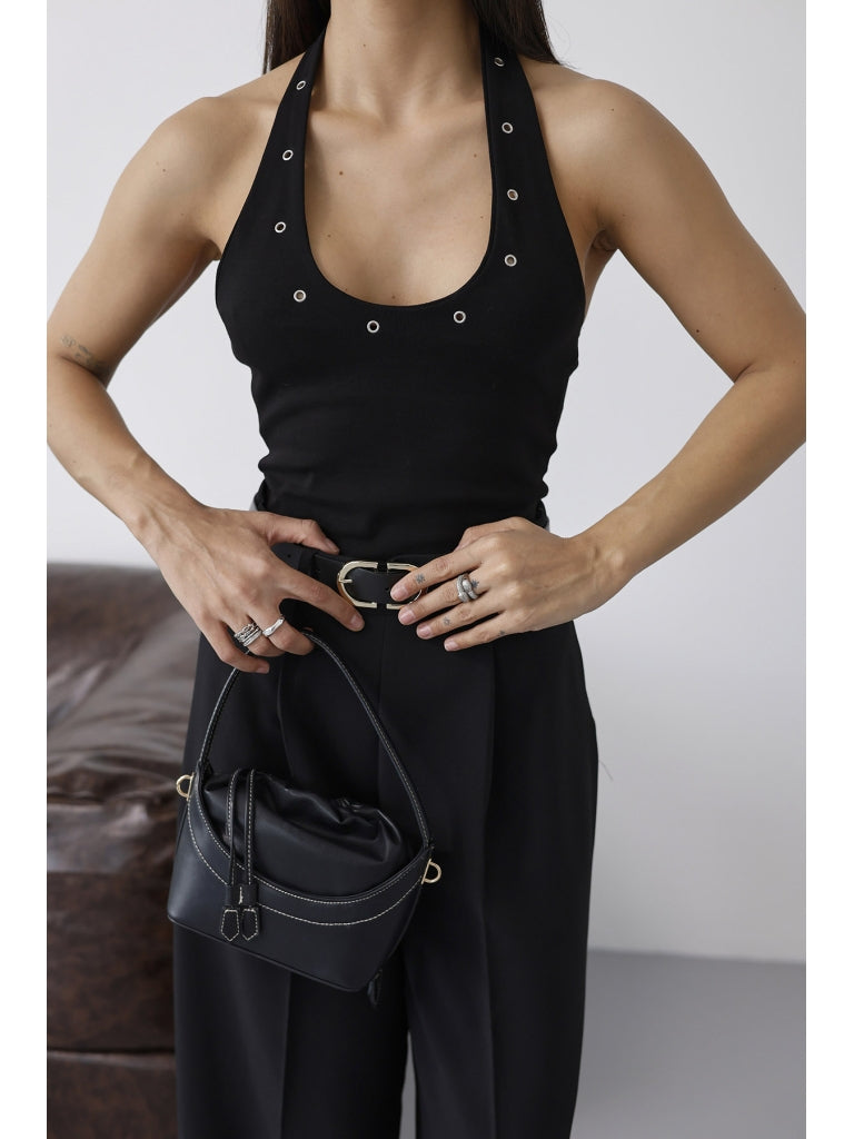 Siyah Kuşgözü Detaylı Atlet 1060-Siyah