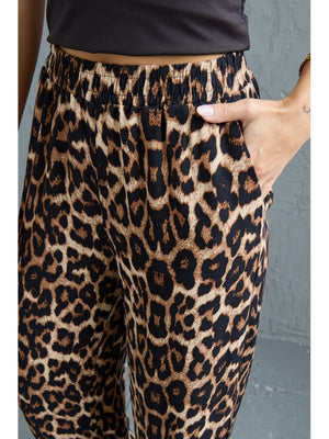 Leopar Beli Lastikli Pantolon