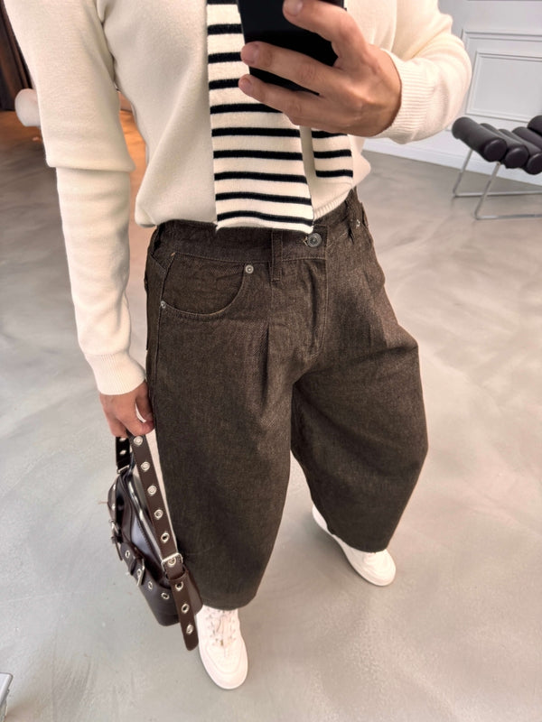 Kahverengi Vintage Balon Jean 0107-Kahverengi