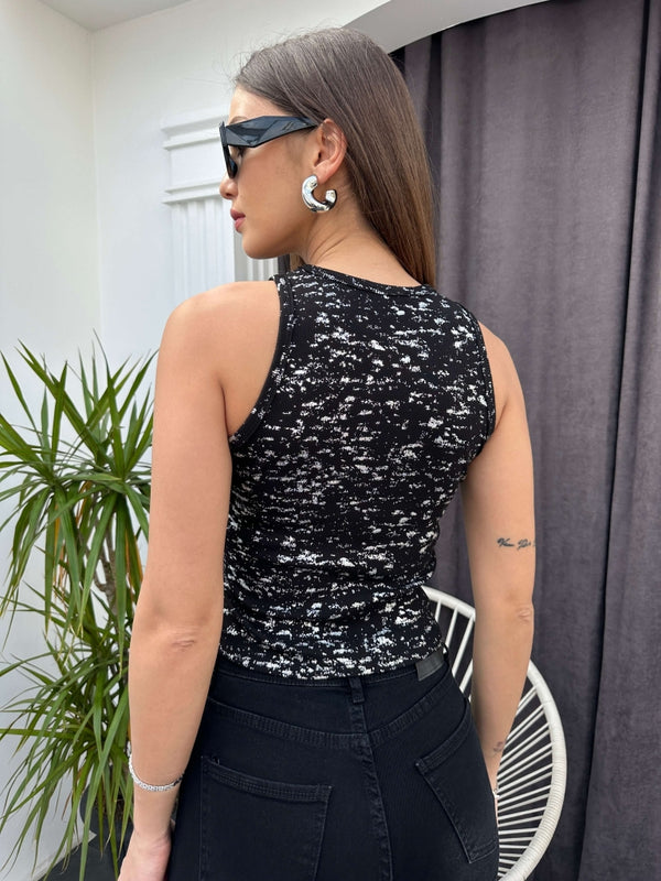 Siyah Varak Baskılı Body