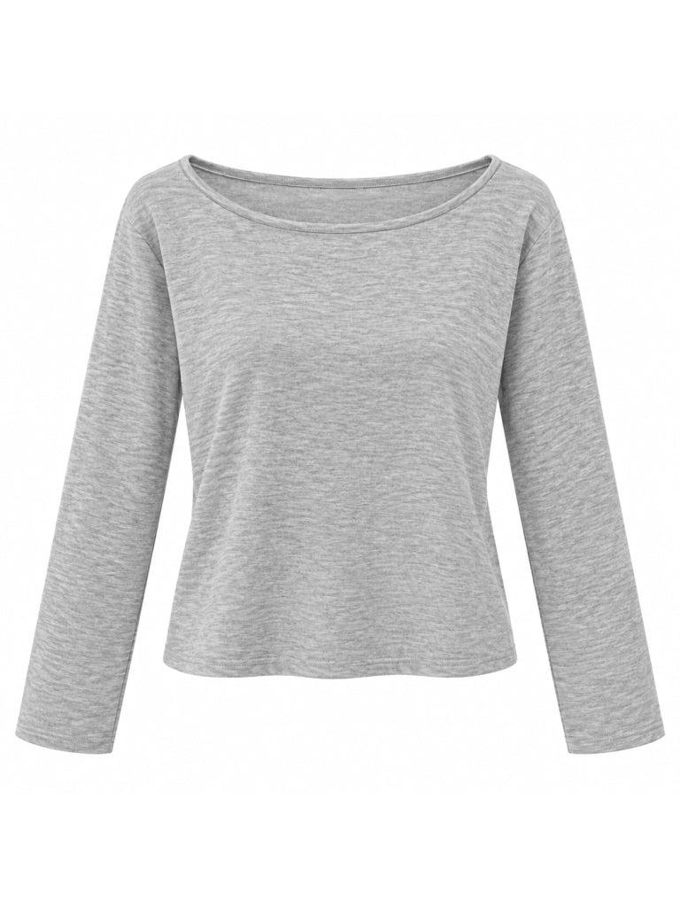 Gri  Kayık Yaka Basic Bluz 12135-Gri