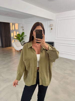 Perry Olive Dökümlü Gömlek 4612-Olive