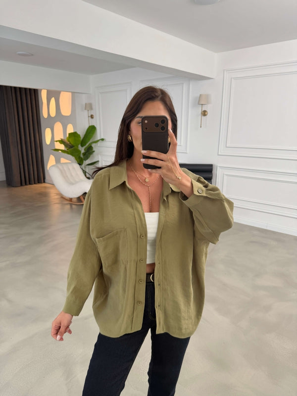 Perry Olive Dökümlü Gömlek 4612-Olive