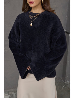 Siyah Oversize Premium Yumoş Kazak