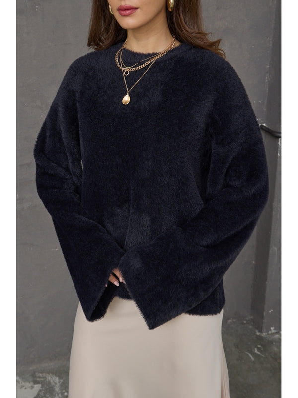Siyah Oversize Premium Yumoş Kazak