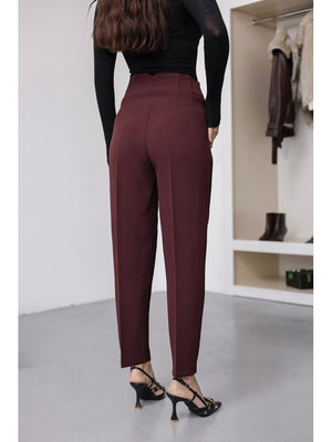 Mürdüm Pensli Havuç Pantolon 50109-BORDO