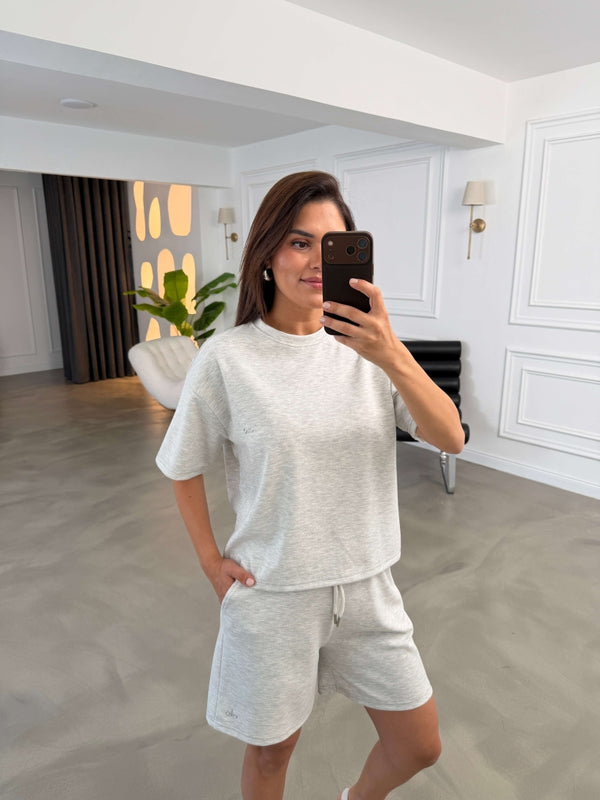 Gri Orj Marka Şortlu Modal Takım 1024-Gri