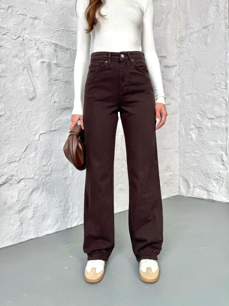 Acı Kahve Yıkamalı Straight Orj Jean 24111-Acı Kahve